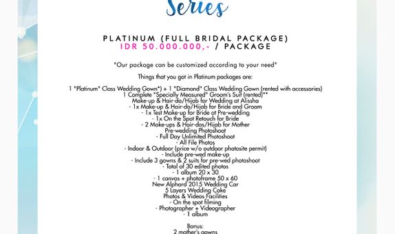 Paket Bridal Wedding "Platinum" (Full Bridal Package) [CUSTOM GOWN]