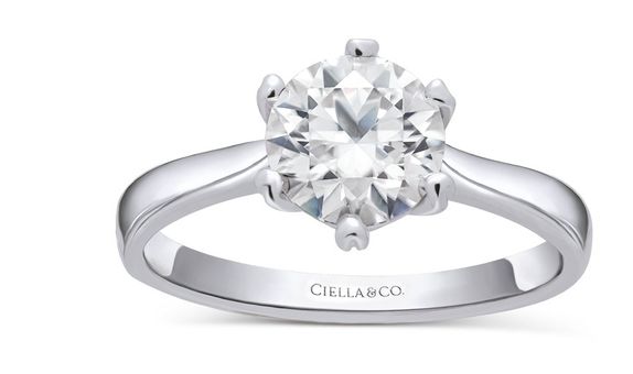 6 PRONG REVERSE TAPERED SOLITAIRE ENGAGEMENT RING