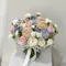 Handtied bouquet theme pink blue white by Benoite Florist