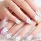 nail art- 24 pcs kuku palsu dengan taburan bunga dan mutiara putih by Triwindu shop