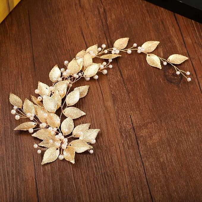 White Pearl Leaves Wedding Headpiece Crown by Fairytale Undercover - 001 White Pearl Leaves Wedding Headpiece Crown by Fairytale Undercover - 001