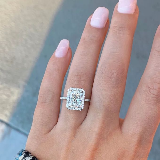 Classic Halo Radiant Cut Ring by Rubell Jewelry - 002 Classic Halo Radiant Cut Ring by Rubell Jewelry - 002