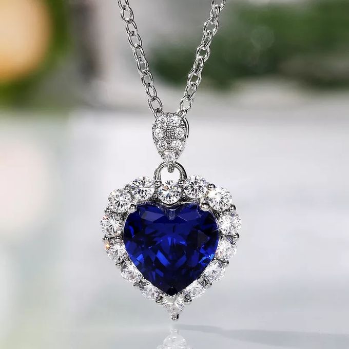 Faye Blue Heart Necklace by Rubell Jewelry - 004