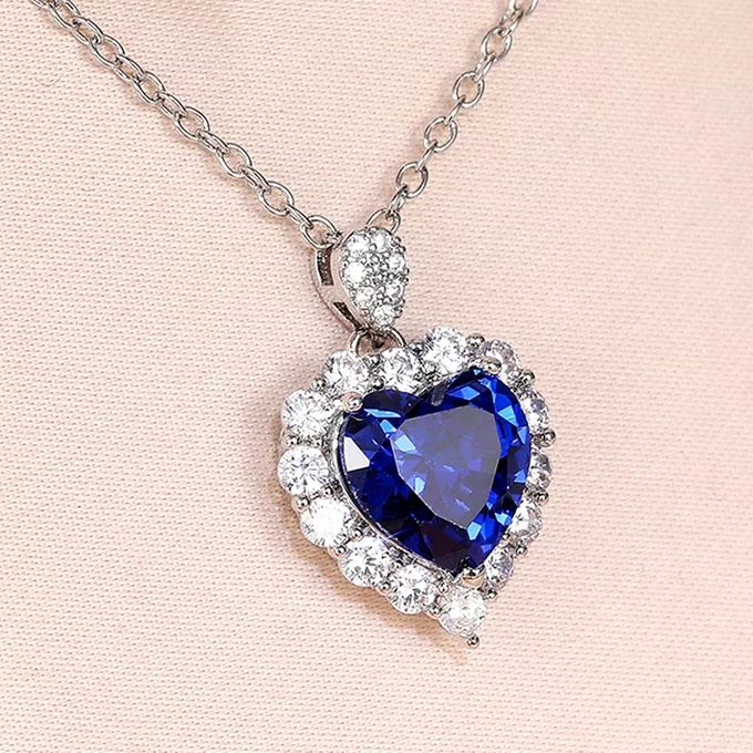 Faye Blue Heart Necklace by Rubell Jewelry - 003