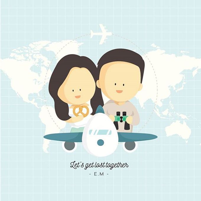 Travel Couple Flat Frame & Greeting card by artbyevelynlim - 004