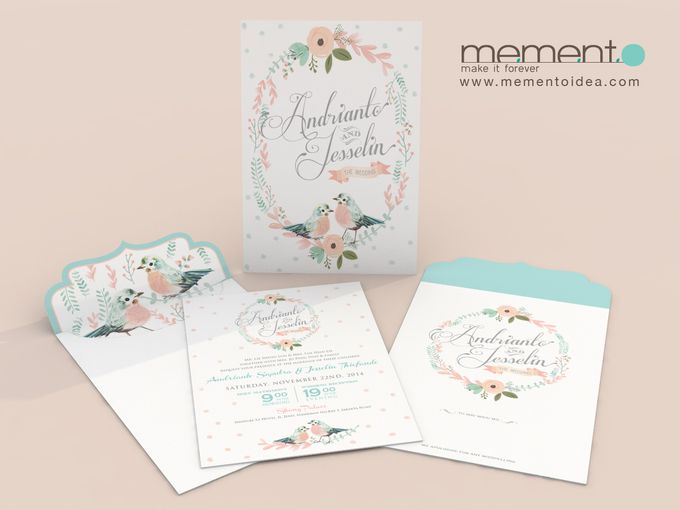 Floral Bird Wedding Card by Memento Idea - 005 Floral Bird Wedding Card by Memento Idea - 005