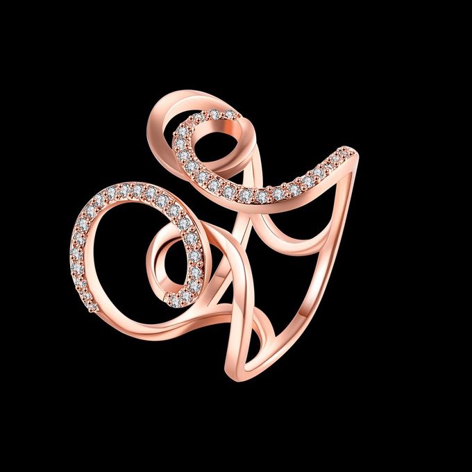 TIARIA Diamond Curly Gold Ring Perhiasan Cincin Emas Berlian by TIARIA - 004 TIARIA Diamond Curly Gold Ring Perhiasan Cincin Emas Berlian by TIARIA - 004