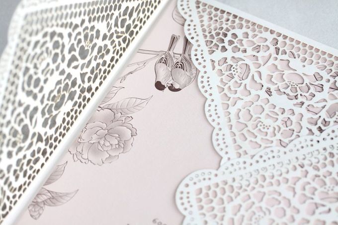 Peonies & Lovely Lace Envelope by Pensée invitation & stationery - 005