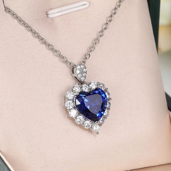Faye Blue Heart Necklace by Rubell Jewelry - 002 Faye Blue Heart Necklace by Rubell Jewelry - 002