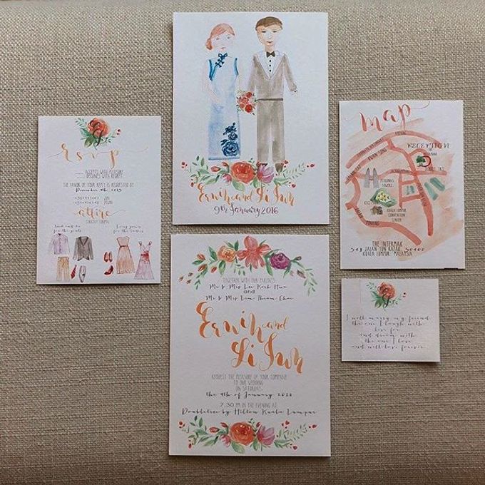 Watercolor and Calligraphy Wedding Invitations by First of April - 003 Watercolor and Calligraphy Wedding Invitations by First of April - 003