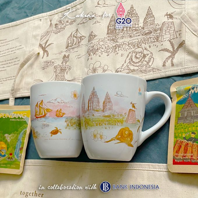 Bank Indonesia & G20: "The Golden Land Indonesia; Ceramic Mug” Exclusive Custom Souvenir Project by Kakena Craft House - 001