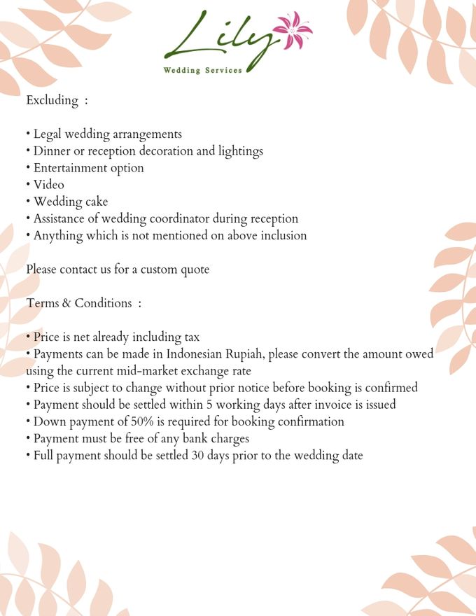 Our Wedding Packages by Lily Wedding Services - 010 Our Wedding Packages by Lily Wedding Services - 010