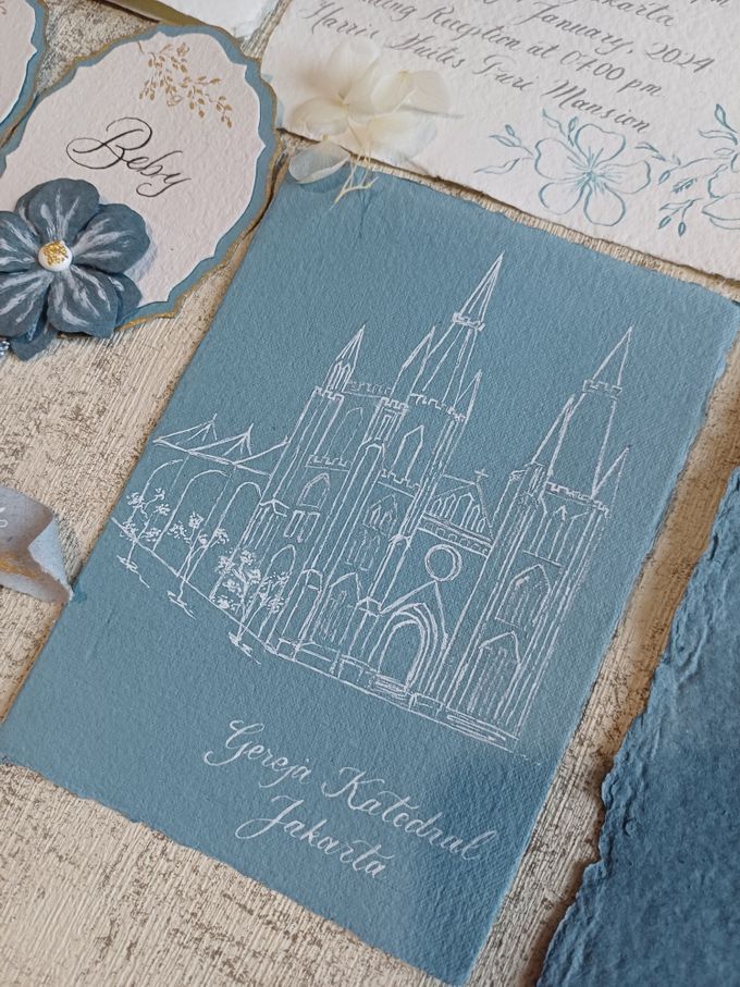 Keepsake Invitation Set For M+B by Pen Art By Jen - 006 Keepsake Invitation Set For M+B by Pen Art By Jen - 006