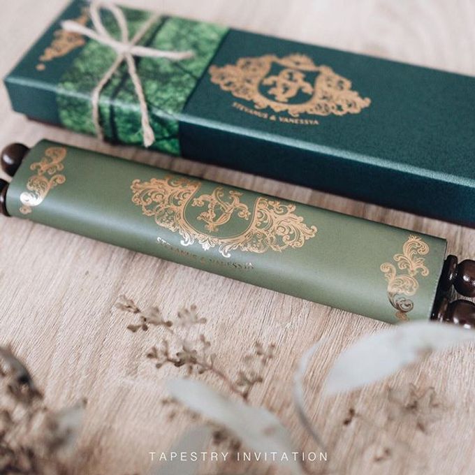 Up close with this scroll invitation we produced for Stevanus and Vanessya Wedding by Tapestry Invitation - 002 Up close with this scroll invitation we produced for Stevanus and Vanessya Wedding by Tapestry Invitation - 002
