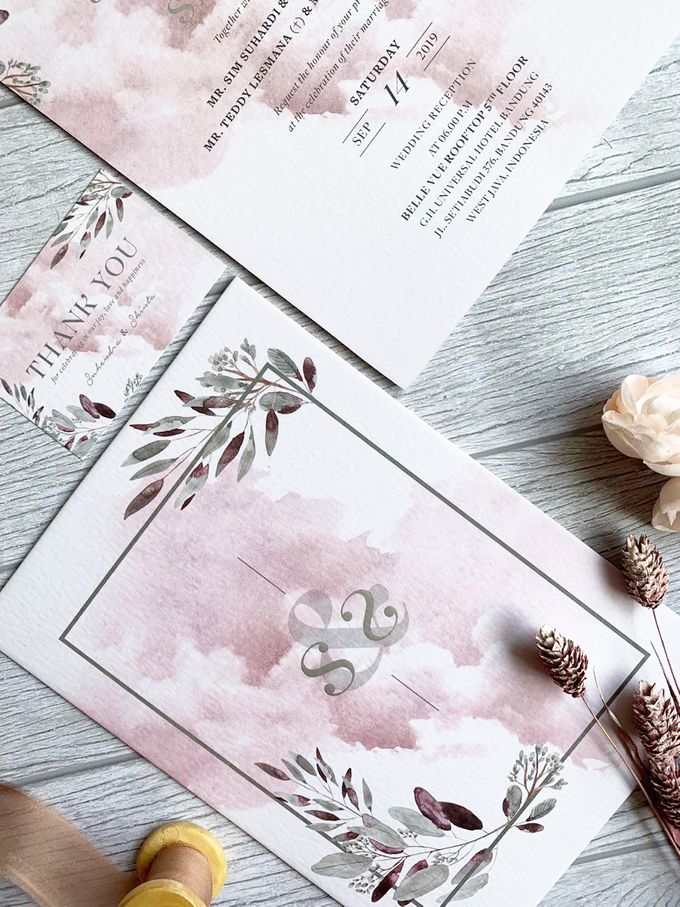 Modern Dusty Pink Botanical by Trouvaille Invitation - 002 Modern Dusty Pink Botanical by Trouvaille Invitation - 002