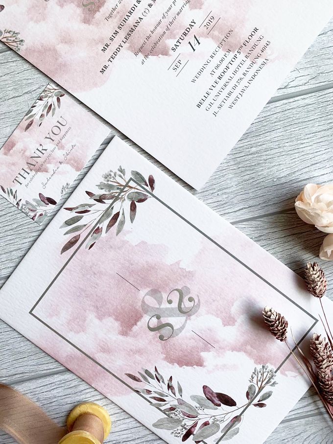 Modern Dusty Pink Botanical by Trouvaille Invitation - 002