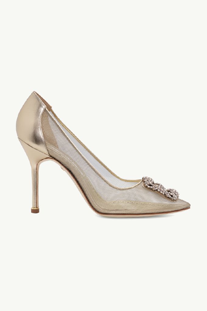 MANOLO BLAHNIK Hangisi 50th Anniversary 10.5cm Pumps in Gold Mesh with Gold Crystal by FashionForth - 003