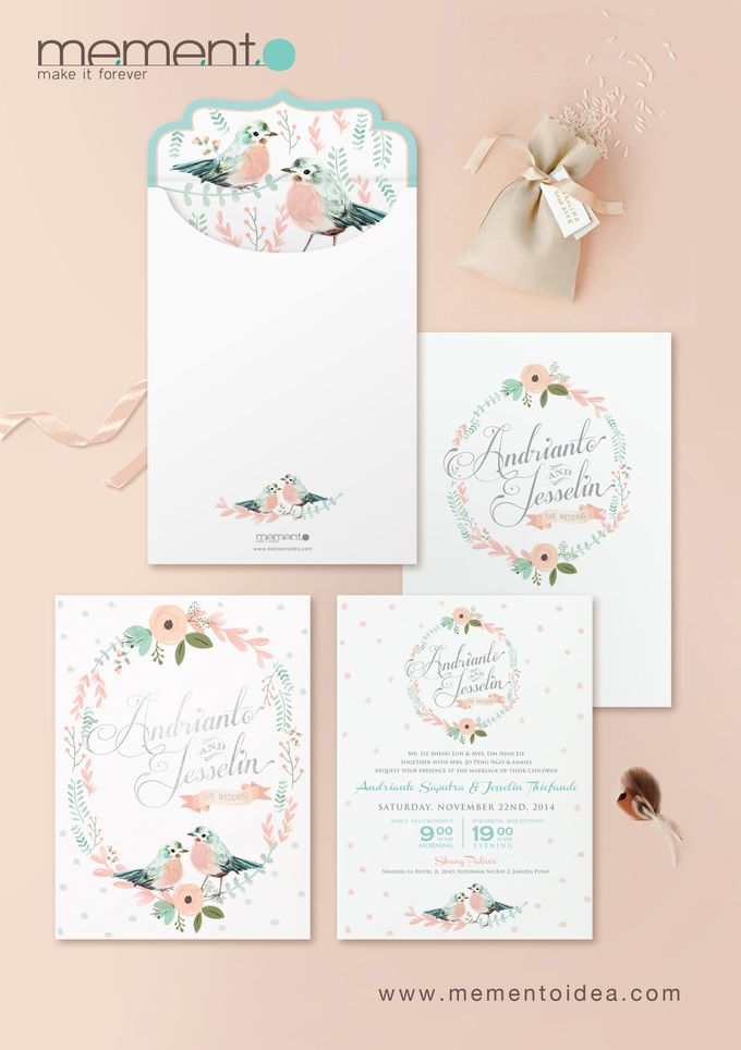 Floral Bird Wedding Card by Memento Idea - 003 Floral Bird Wedding Card by Memento Idea - 003