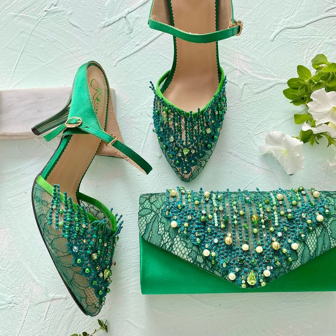 Colourful Matching Set: Party shoes & Clutches by Aveda Footwear - 005