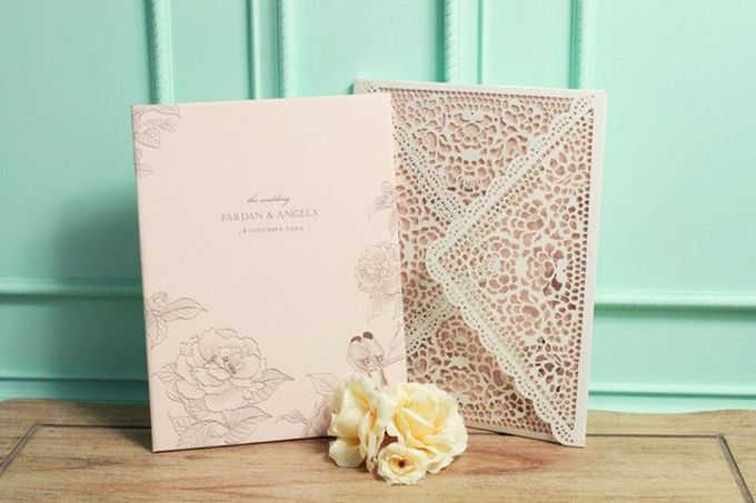 Peonies & Lovely Lace Envelope by Pensée invitation & stationery - 001