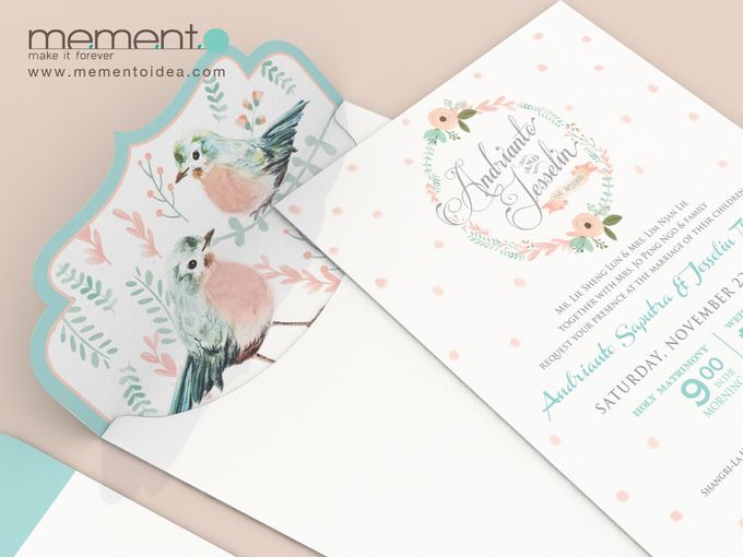 Floral Bird Wedding Card by Memento Idea - 001 Floral Bird Wedding Card by Memento Idea - 001