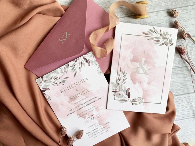 Modern Dusty Pink Botanical by Trouvaille Invitation - 001 Modern Dusty Pink Botanical by Trouvaille Invitation - 001