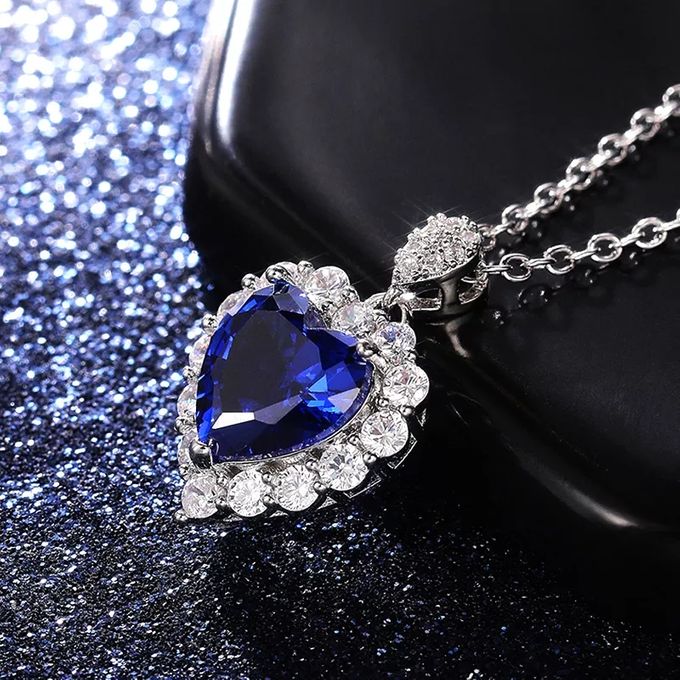 Faye Blue Heart Necklace by Rubell Jewelry - 005 Faye Blue Heart Necklace by Rubell Jewelry - 005