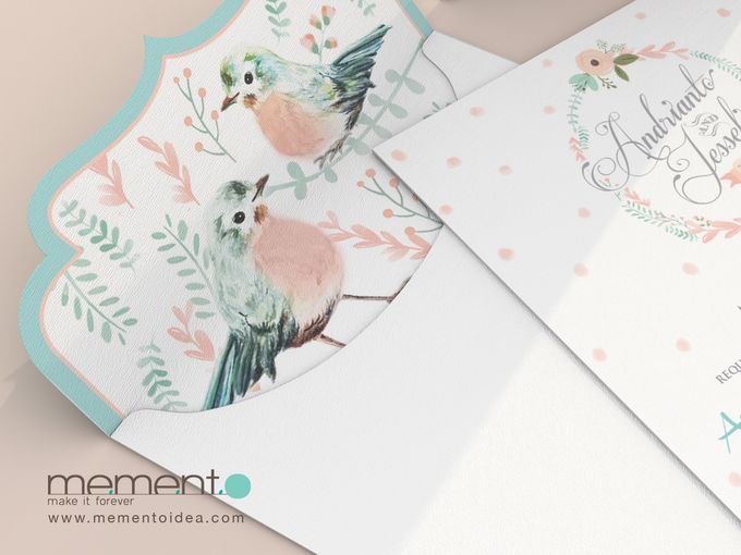 Floral Bird Wedding Card by Memento Idea - 006 Floral Bird Wedding Card by Memento Idea - 006