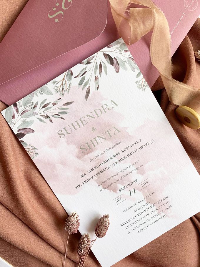 Modern Dusty Pink Botanical by Trouvaille Invitation - 003 Modern Dusty Pink Botanical by Trouvaille Invitation - 003
