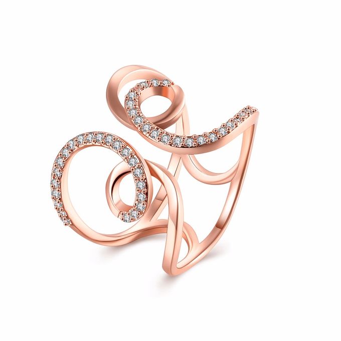 TIARIA Diamond Curly Gold Ring Perhiasan Cincin Emas Berlian by TIARIA - 003 TIARIA Diamond Curly Gold Ring Perhiasan Cincin Emas Berlian by TIARIA - 003