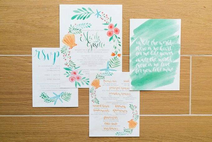 Watercolor and Calligraphy Wedding Invitations by First of April - 008 Watercolor and Calligraphy Wedding Invitations by First of April - 008