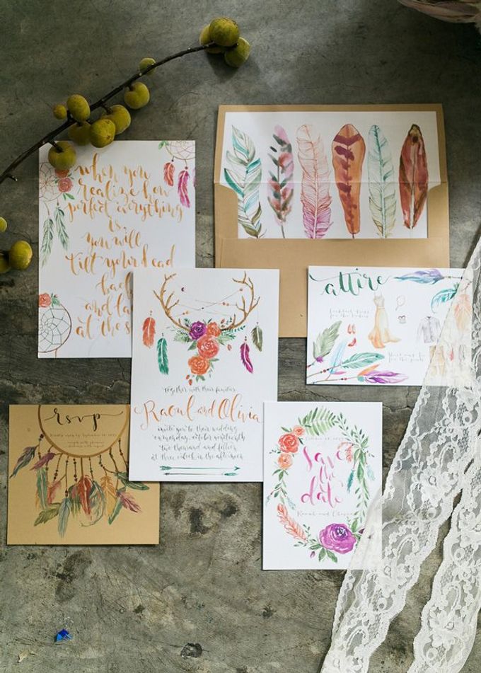 Watercolor and Calligraphy Wedding Invitations by First of April - 010 Watercolor and Calligraphy Wedding Invitations by First of April - 010