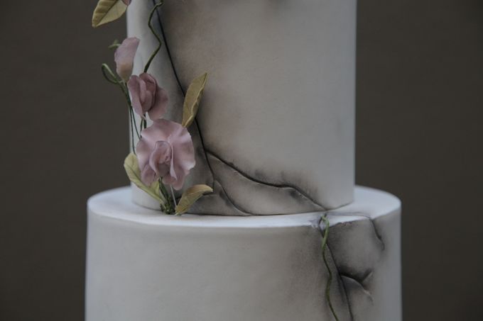 Cracked Concrete and Sweet Pea Vines by Winnie Cake Couture - 002