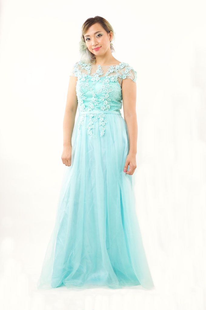 Mint Color Gown by Tulle Line - 004