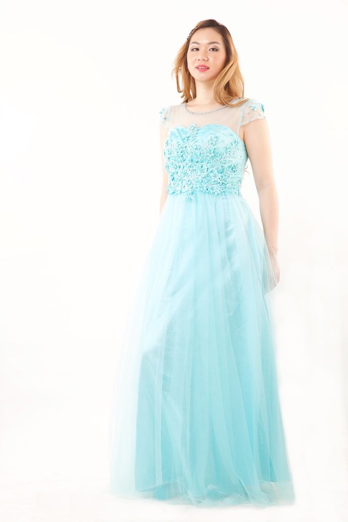 Mint Color Gown by Tulle Line - 012