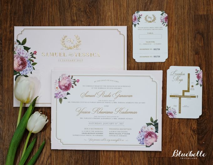 Samuel & Yessica - pink floral wedding invitation by Bluebelle Invitations - 002 Samuel & Yessica - pink floral wedding invitation by Bluebelle Invitations - 002