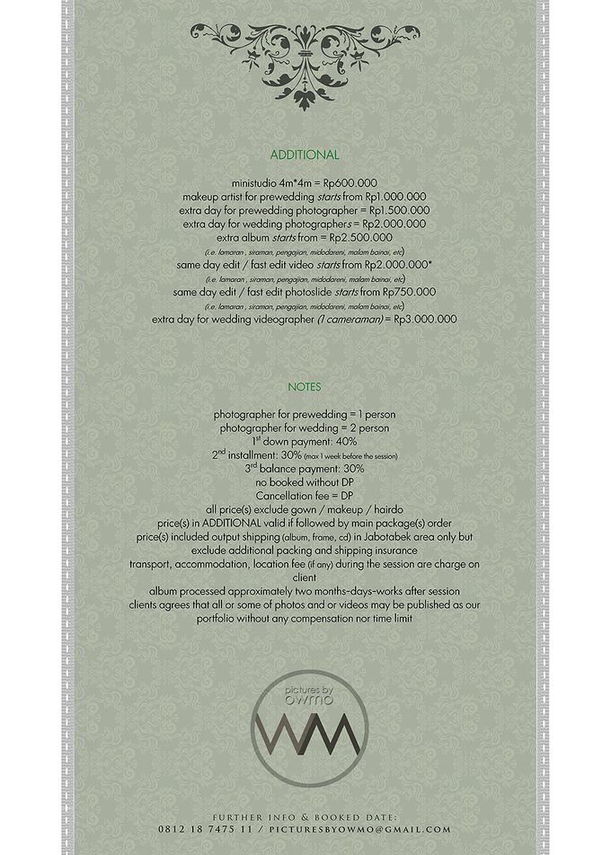 PRiCE LiST by pictures by OWMO - 001 PRiCE LiST by pictures by OWMO - 001