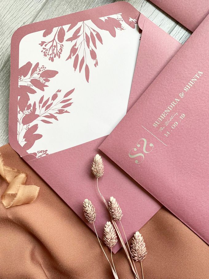Modern Dusty Pink Botanical by Trouvaille Invitation - 004 Modern Dusty Pink Botanical by Trouvaille Invitation - 004