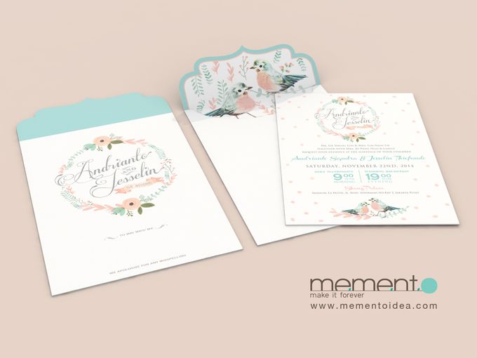 Floral Bird Wedding Card by Memento Idea - 002 Floral Bird Wedding Card by Memento Idea - 002