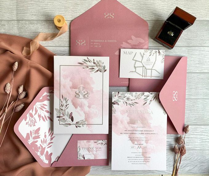 Modern Dusty Pink Botanical by Trouvaille Invitation - 005