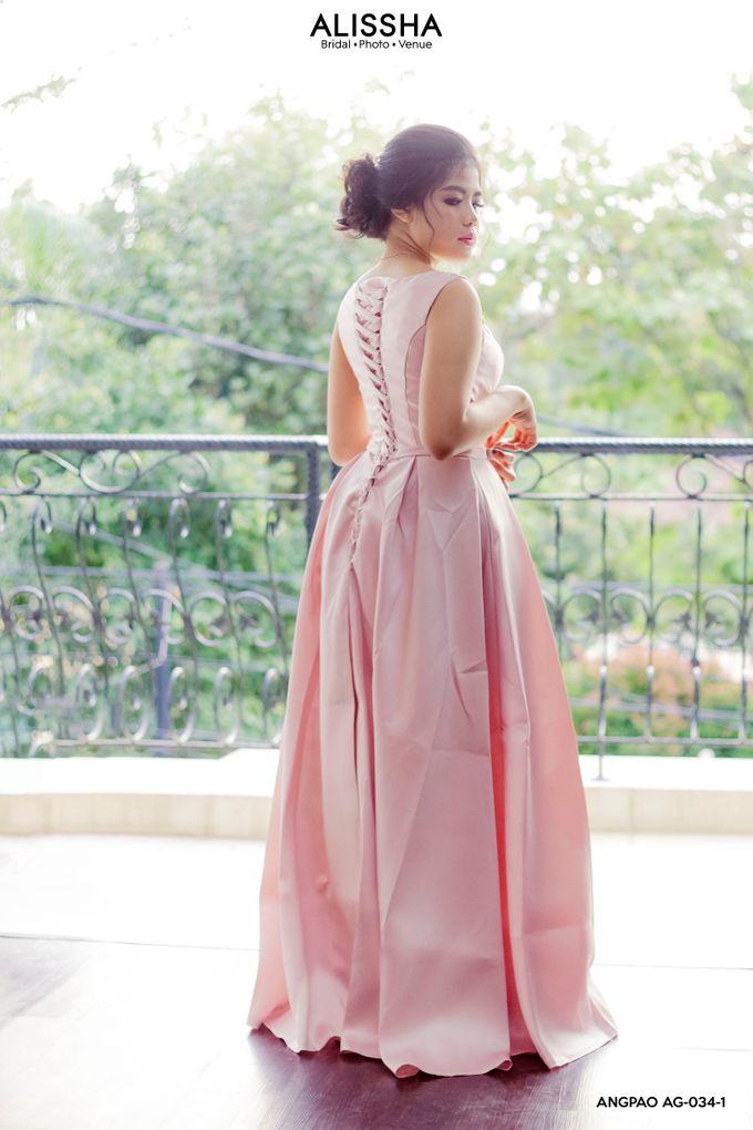 acelimosf™-Bridesmaid dress satin pink sister dress bridesmaid group dress main image 1