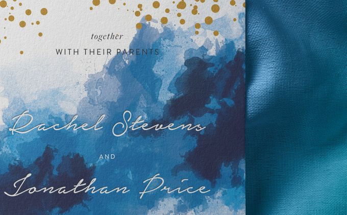 Blue Sparkles Watercolor by Trouvaille Invitation - 002 Blue Sparkles Watercolor by Trouvaille Invitation - 002