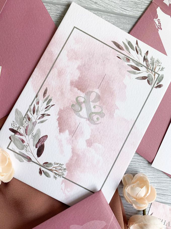Modern Dusty Pink Botanical by Trouvaille Invitation - 006 Modern Dusty Pink Botanical by Trouvaille Invitation - 006