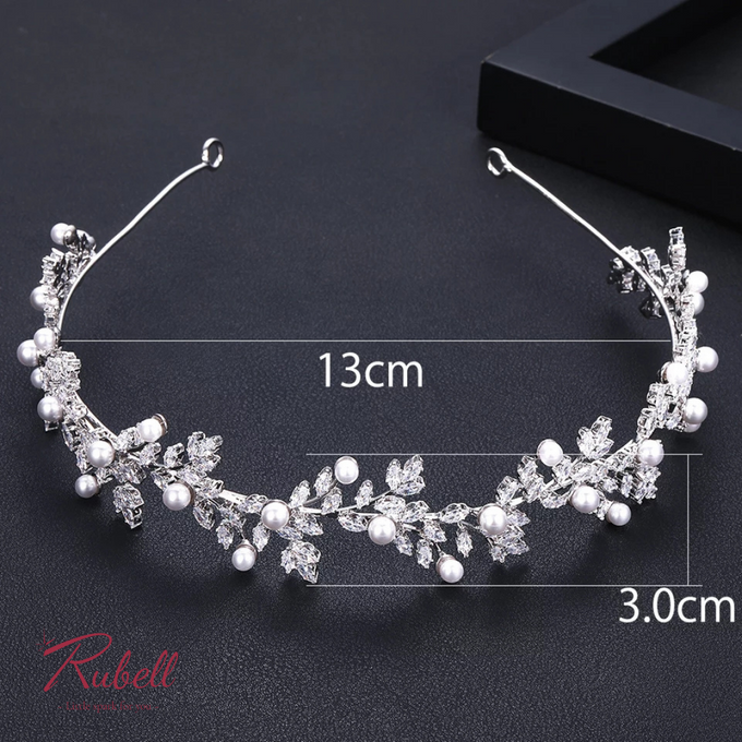 Elly Pearly CZ Headpiece by Rubell Jewelry - 002