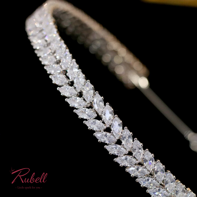 Twin Leaves CZ Headpiece by Rubell Jewelry - 005 Twin Leaves CZ Headpiece by Rubell Jewelry - 005