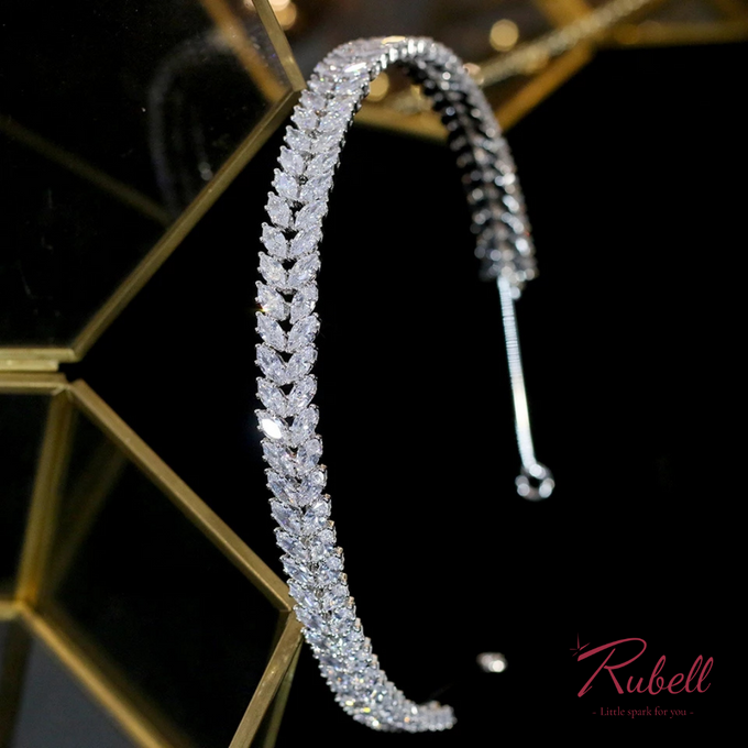 Twin Leaves CZ Headpiece by Rubell Jewelry - 004 Twin Leaves CZ Headpiece by Rubell Jewelry - 004