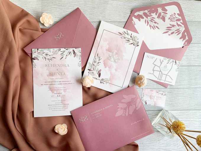 Modern Dusty Pink Botanical by Trouvaille Invitation - 007 Modern Dusty Pink Botanical by Trouvaille Invitation - 007