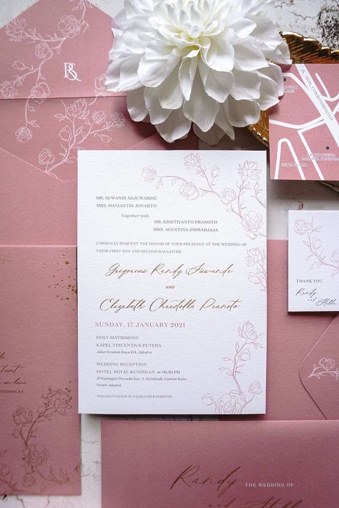 Pink Botanical by Trouvaille Invitation - 004 Pink Botanical by Trouvaille Invitation - 004