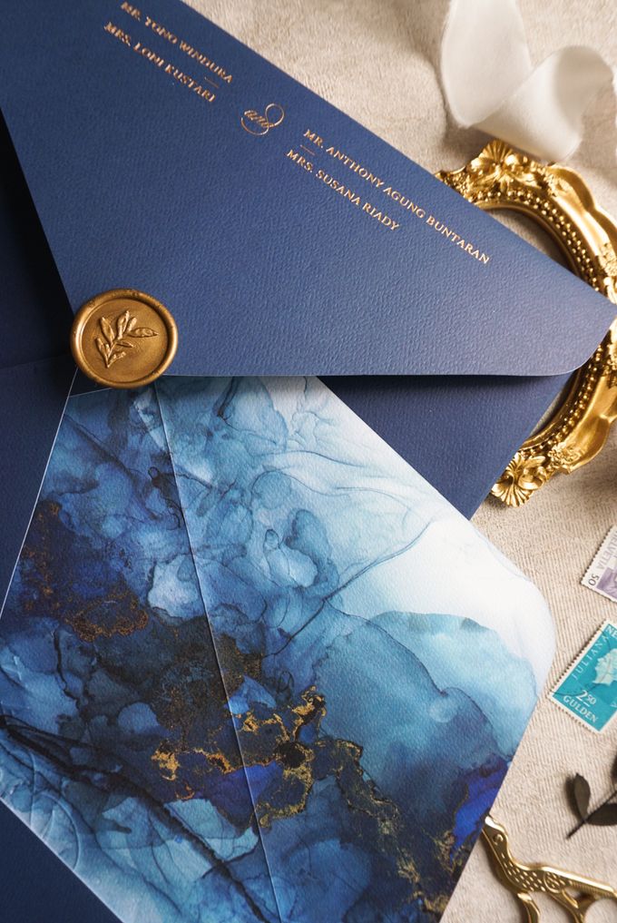 Royal Blue Marble by Trouvaille Invitation - 003 Royal Blue Marble by Trouvaille Invitation - 003