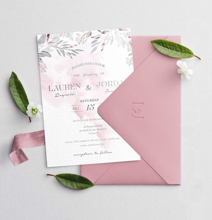 Contemporary Dusty Pink Botanical by Trouvaille Invitation - 002 Contemporary Dusty Pink Botanical by Trouvaille Invitation - 002
